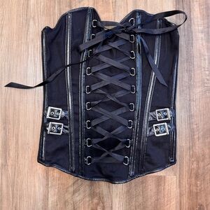 Frederick’s of Hollywood Black Lace-Up Corset Top